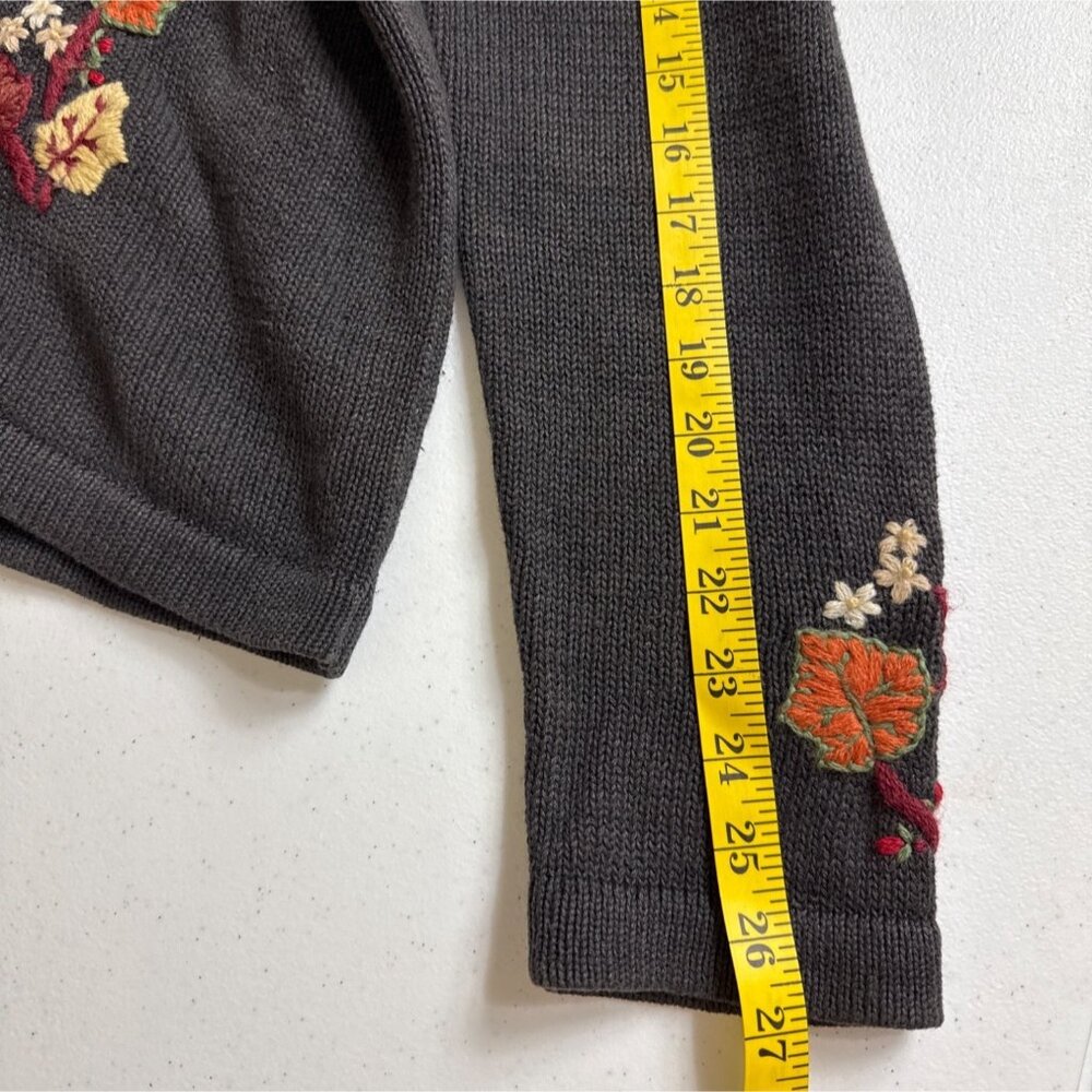 Vintage Bobbie Brooks Womens Gray Fall Cardigan Sweater Embroidered Sz XL 16/18 - Picture 6 of 15